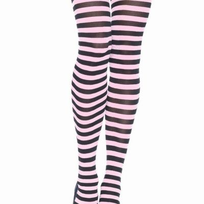 Leg Avenue Tights Opaque Striped Nylon 7100 Black/Lt.Pink One Size